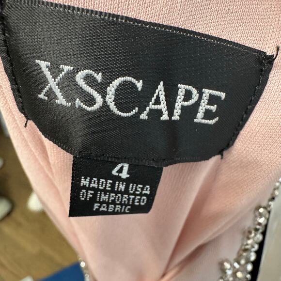 Xscape Beaded Lattice Mermaid Dress with Crisscross Back Pale Pink Prom Womens 4 - Picture 14 of 16